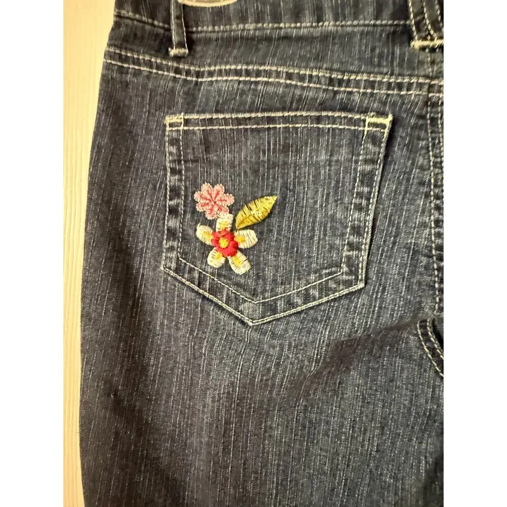 Pink Angel y2k Girls Size 16 Embroidered Flowered Jeans - Picture 2 of 8